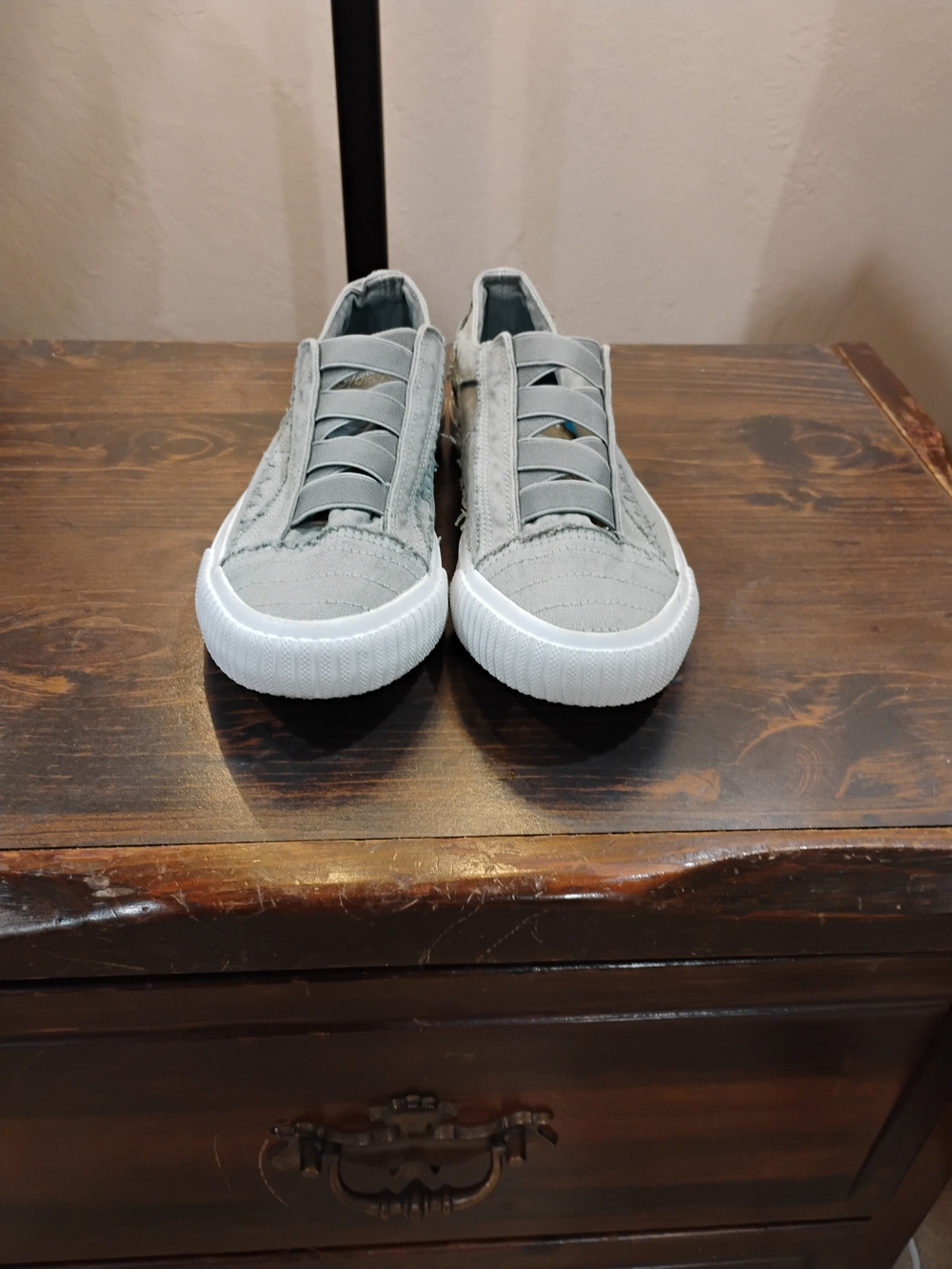Blowfish Gray Women's Slip On Sneakers with Elastic Straps